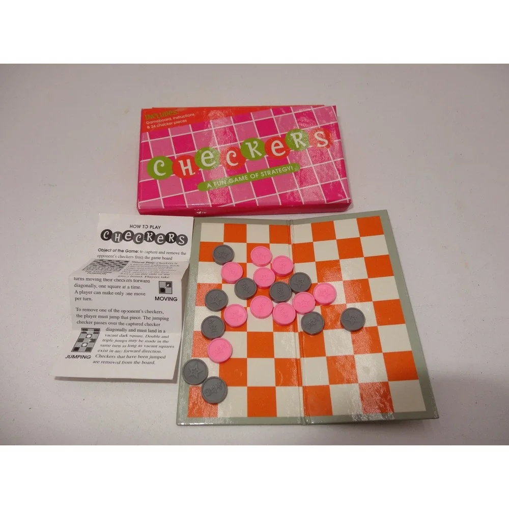 American Girl Doll Checkers Game Set Pink Grey Board Pieces 0743CTP2